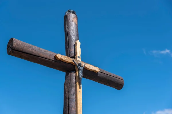 Detail Des Nufenenkreuzes Auf Dem Nufenenpass Bei Ulrichen Wallis Der — Stockfoto