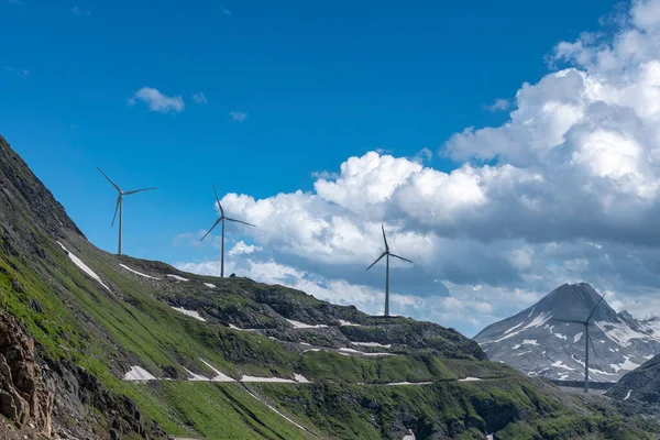 Turbina Eólica Abaixo Griessee Perto Passo Nufenen Passe Nufenen Está — Fotografia de Stock