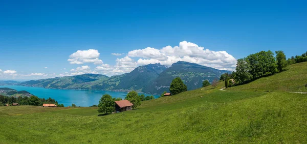 スイスのベルネーゼ オーバーランドにあるトゥン湖の景色を望むアイスチ スピーズの風景 — ストック写真