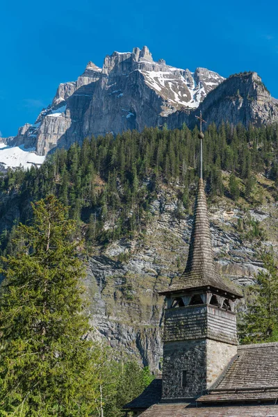 Torre Igreja Marys Kandersteg Oberlândia Bernesa Suíça — Fotografia de Stock