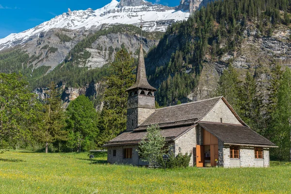 Iglesia Santa María Kandersteg Oberland Bernés Suiza — Foto de Stock
