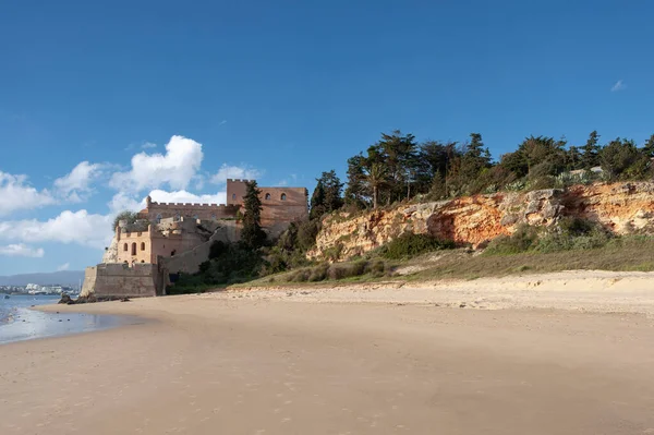 Strand Und Schloss Sao Joao Arade Ferragudo Der Algarve Portugal — Stockfoto