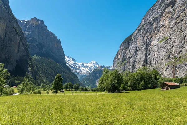 Landschap Het Lauterbrunnen Dal Lauterbrunnen Het Berner Oberland — Stockfoto