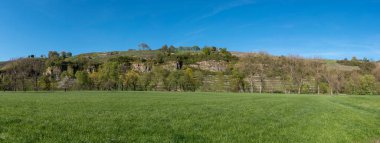 Landscape with the Felsengarten nature reserve on the Enz loop nearby Muhlhausen on the Enz. Muhlhausen on the Enz is located in Kraichgau in Baden-Wurttemberg in Germany