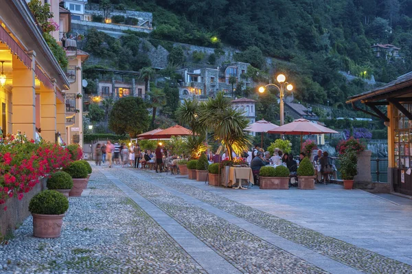 Cannero Riviera Italy August 2018 Promenade Restaurant Shore Lake Maggiore — Stock Photo, Image