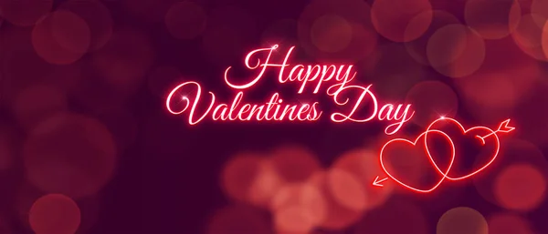 Happy Valentines Day Text Leuchtreklame Valentinskarte — Stockfoto