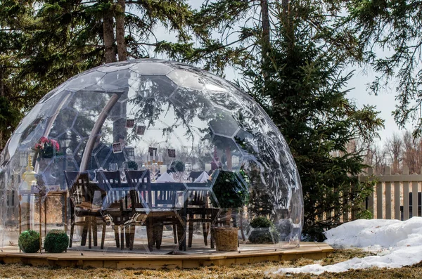 Bubble Dome Una Buena Manera Cenar Afuera Durante Pandemia Covid Fotos De Stock