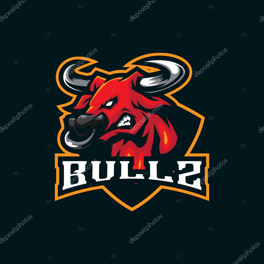 Bull mascot logo design vector with modern illustration concept style for badge, emblem and t shirt printing. Bull head illustration for sport team.