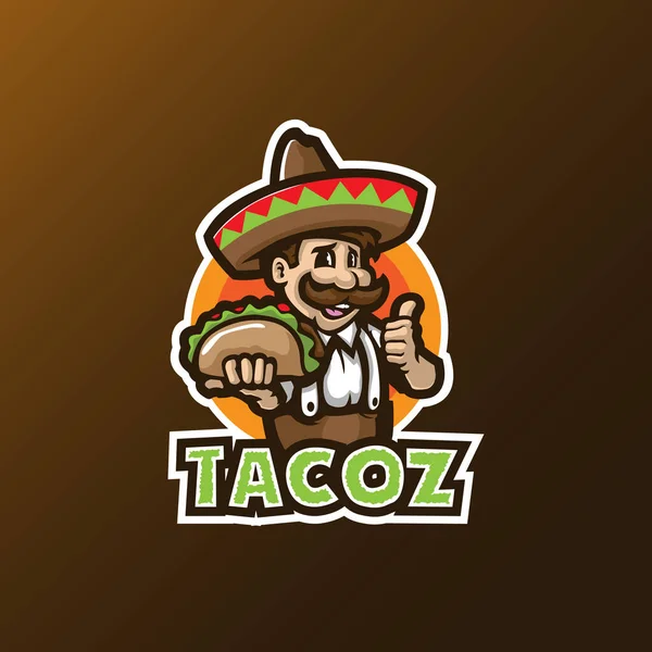 Vecteur Conception Logo Mascotte Taco Avec Style Concept Illustration Moderne — Image vectorielle