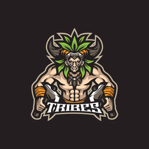 Tribe Mascot Logo Design Vector Modern Illustration Concept Style Badge — Stok Vektör