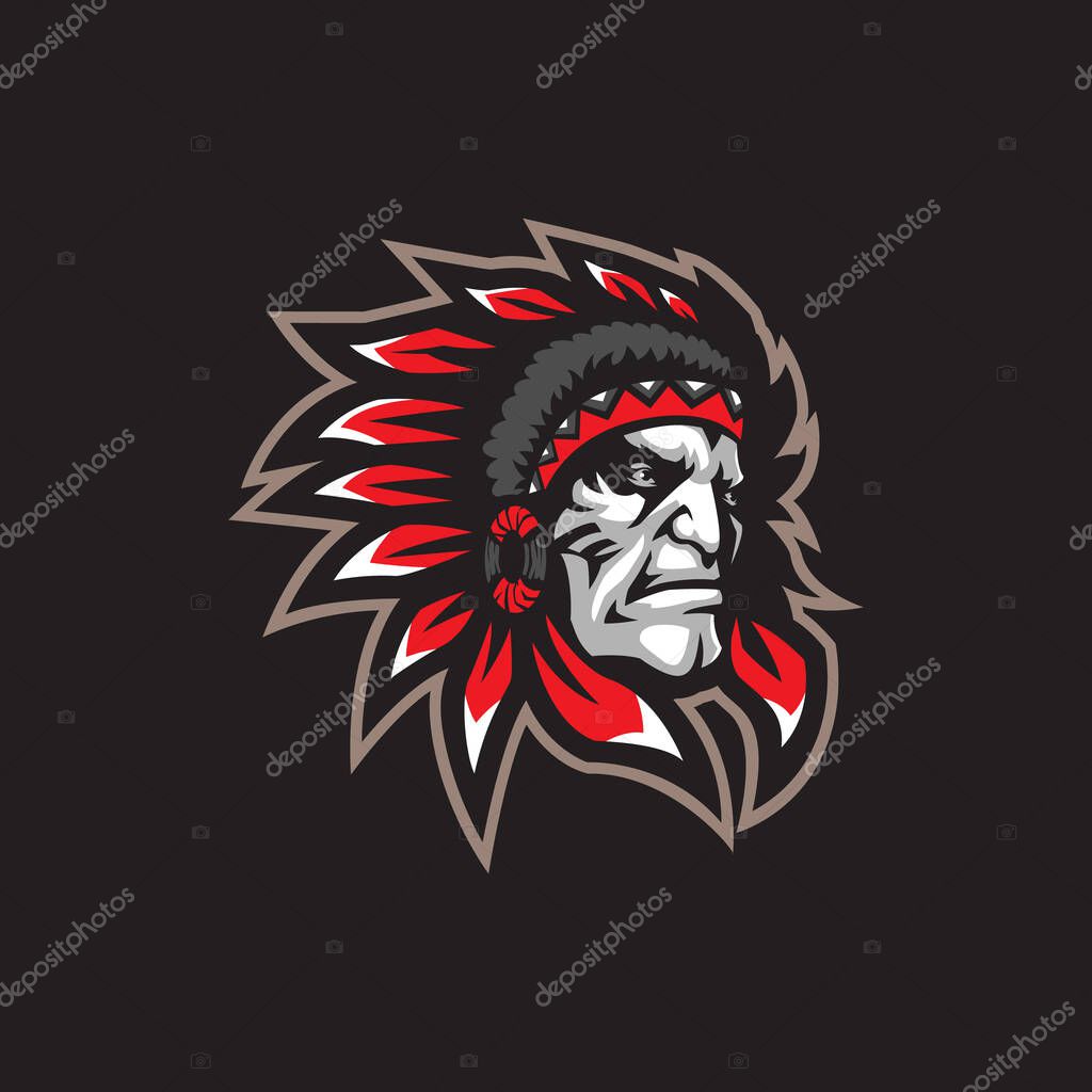 Tribe mascot logo design vector with modern illustration concept style for badge, emblem and t shirt printing. Tribe head illustration.