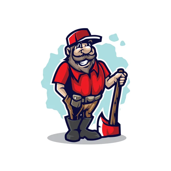 Σχεδιασμός Λογότυπου Lumberjack Μασκότ Στυλ Concept Για Εκτύπωση Σήματος Εμβλήματος — Διανυσματικό Αρχείο