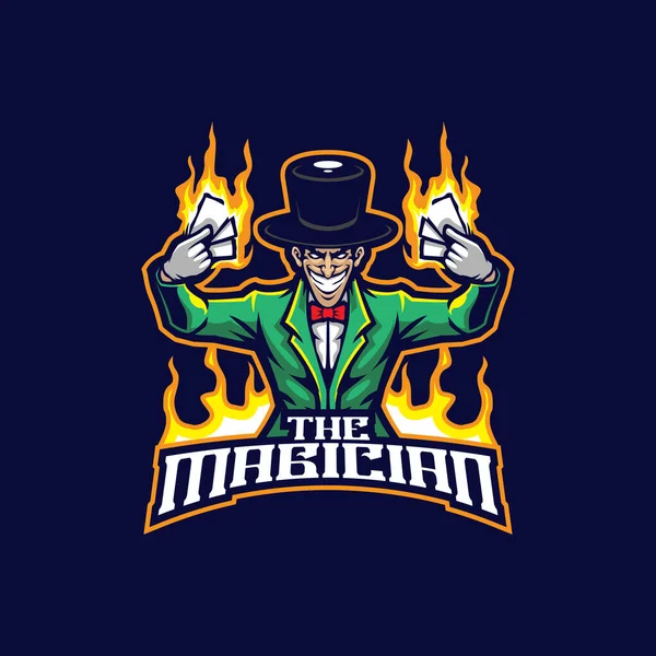Magician Mascot Logo Design Vector Concept Style Badge Emblem Shirt — Stock Vector