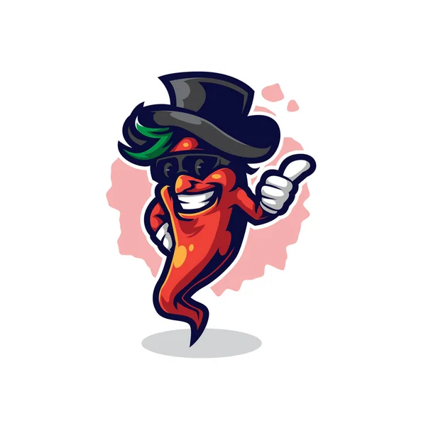 Smart Chilli Maskotka Logo Wektor Projektowania Nowoczesnym Stylu Ilustracji Drukowania — Wektor stockowy