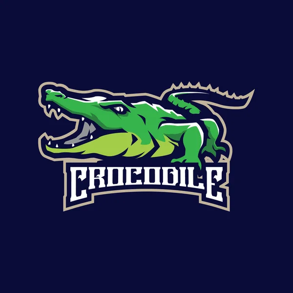 Wektor Projektu Logo Maskotki Krokodyla Nowoczesnym Stylu Ilustracji Drukowania Odznaki — Wektor stockowy