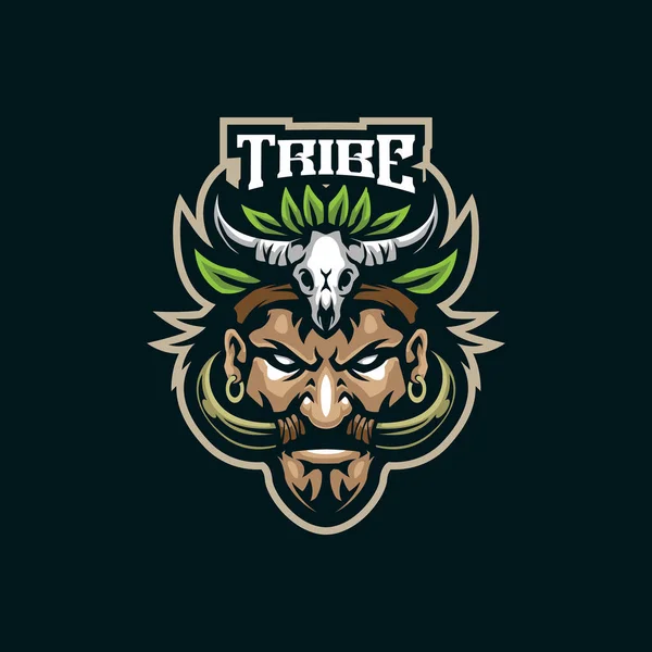 Tribe Mascot Logo Design Vector Modern Illustration Concept Style Badge — Stok Vektör