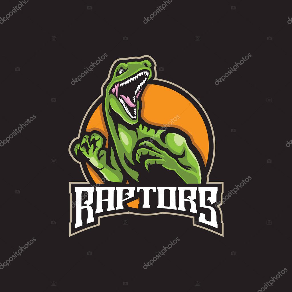 Raptor mascot logo design vector with modern illustration concept style for badge, emblem and t shirt printing. Angry raptor illustration for sport team.