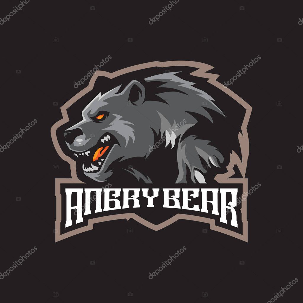 Bear mascot logo design vector with modern illustration concept style for badge, emblem and t shirt printing. Angry bear illustration for sport and esport team.