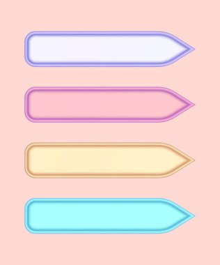 Bilgi ögesi için dört yatay ok şablonu tasarımı, metin kutuları ve pankartlar seti