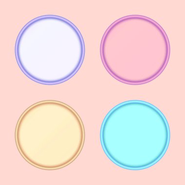 Dört vektör 3d daireler geometrik şekiller renkli boş metin şablonları