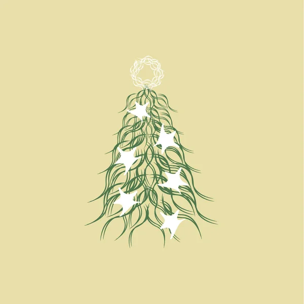 Illustraition Spruce Tree Decorations — Stock Vector