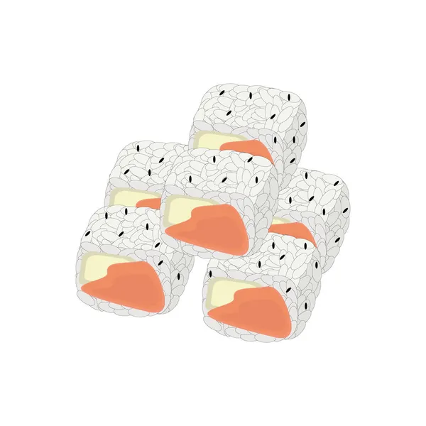 Raccolta Sushi Panini Con Salmone — Vettoriale Stock