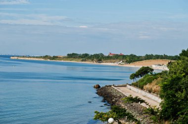 Bulgaristan 'ın eski Nesebar kentinde kıyı şeridi.