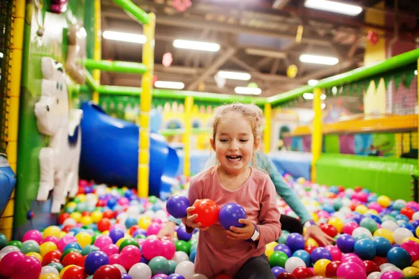 Child Playing Colorful Ball Pit Day Care Indoor Playground Balls — Stock Photo, Image
