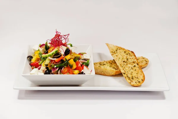 View White Background Salad Healthy Food Diet Lunch Concept — Fotografia de Stock