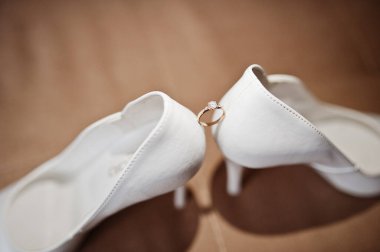 Wedding bride shoes. Her happy day.