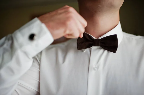 Groom Wear Bow Tie Wedding Details Man Style — Fotografia de Stock