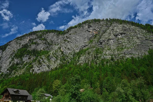 Scenic View Rock Hallstatt Mountain Village Austrian Alps Salzkammergut Region — Stock Photo, Image