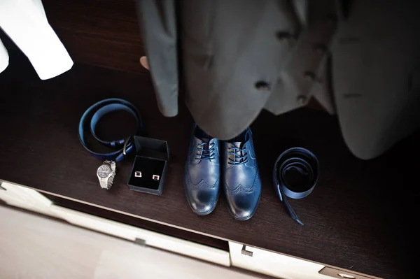 Close Groom Accessories Wedding Details Man Style — Stok fotoğraf