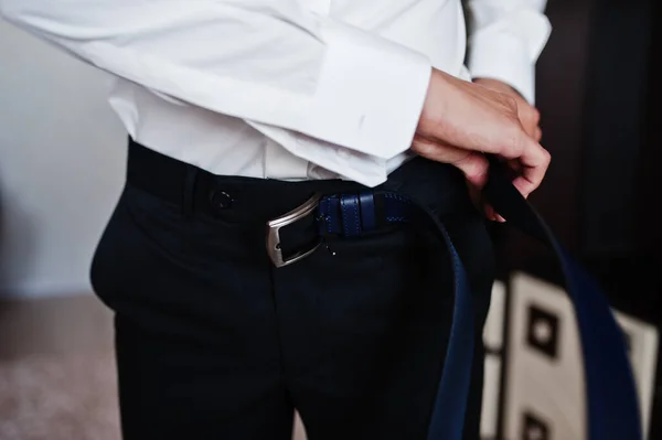 Groom Wear Belt Wedding Details Man Style — Zdjęcie stockowe