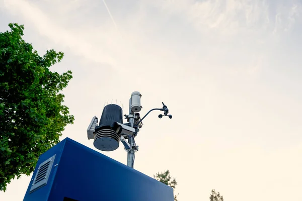 Automatic weather station with a weather monitoring system and video cameras for observation.