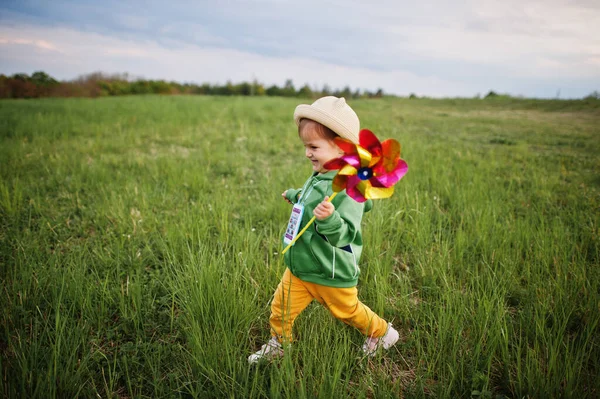 Babay Girl Pinwheel Meadow — 스톡 사진