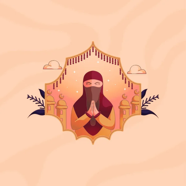 Düz stil Müslüman kadın illüstrasyonu
