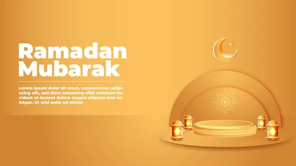 Kürsü, ay, yıldızlar, mandala ve fener manzaralı İslami arkaplan