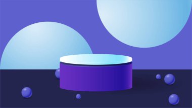 Mor ve mavi olarak 3 boyutlu podyum