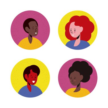 İnsanlar avatar elementler, sosyal medya, kişi, kültür, çok ırklı