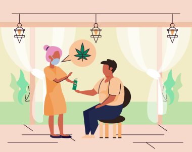 Alternatif sağlık hizmetleri illüstrasyonu, kenevir ve CBD tıbbi ot