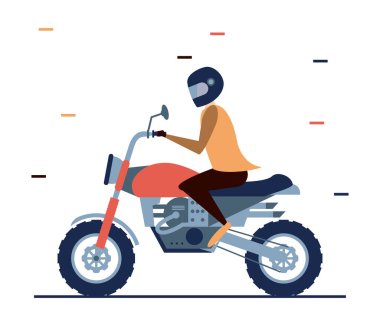 Motosikletli adam simgesi, düz çizim, dağıtım uygulaması