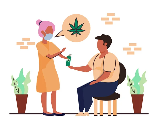 Ilustración Sanitaria Alternativa Cáñamo Aceite Cbd — Vector de stock