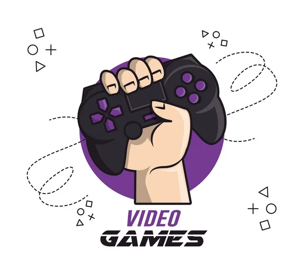 Logo Videojuegos Mano Con Gamepad — Archivo Imágenes Vectoriales