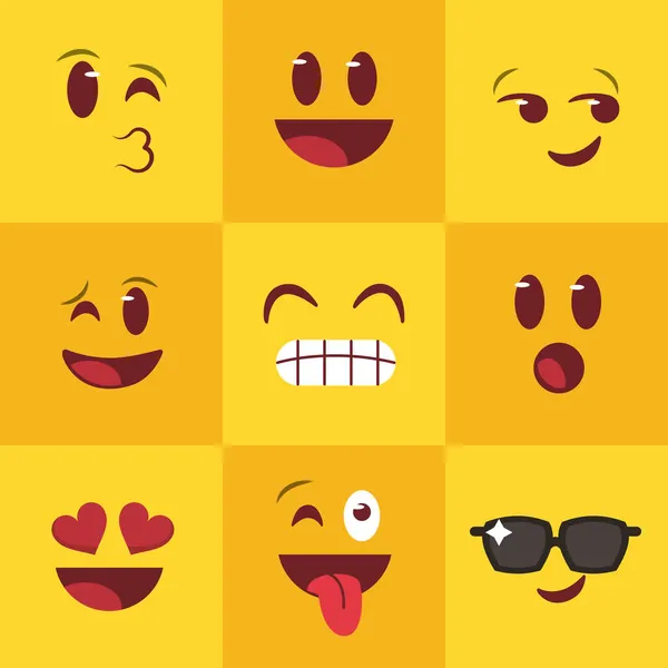 Emoji Tekenen Ontwerp Pictogram Illustratie Set Van Emoticon — Stockvector