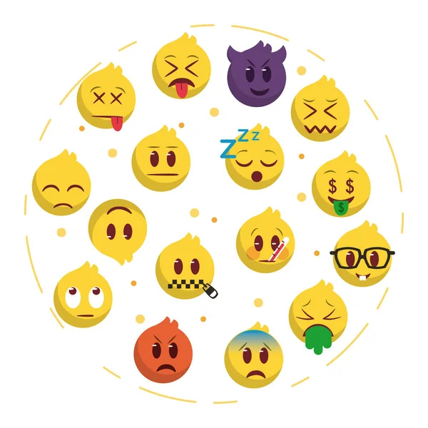 Emoji Ritning Design Ikon Illustration Uppsättning Emoticon — Stock vektor