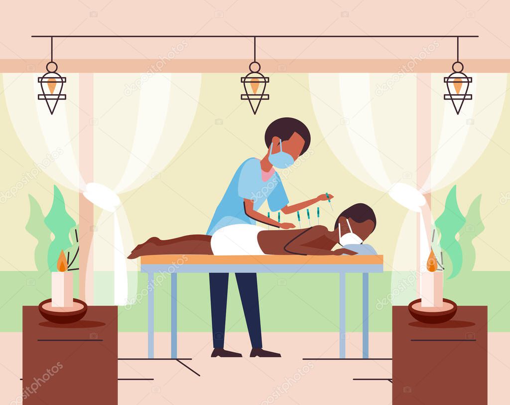 Alternative healthcare illustration, acupuncture design people medicine people lifestyle