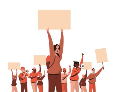 Protestocu insanlar, bir grup insan, kalabalık cemiyeti kampanyası 