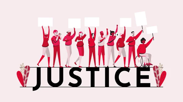 Eylemci Halk Adalet Kavramı Için Insan Hakları Yürüyüşü — Stok Vektör