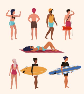 Plaj partisindekiler tatillerde eğleniyor.